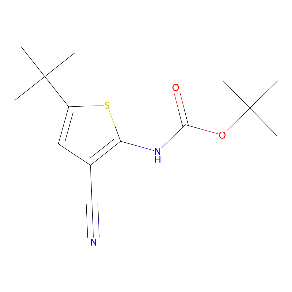 tert-butyl N-(5-tert-butyl-3-cyanothiophen-2-yl)carbamate molecular structure, CAS 2680824-52-4