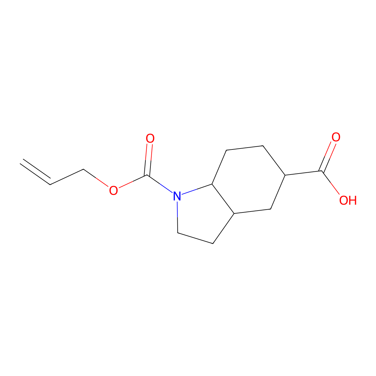 1-[(prop-2-en-1-yloxy)carbonyl]-octahydro-1H-indole-5-carboxylic acid molecular structure, CAS 2680824-60-4