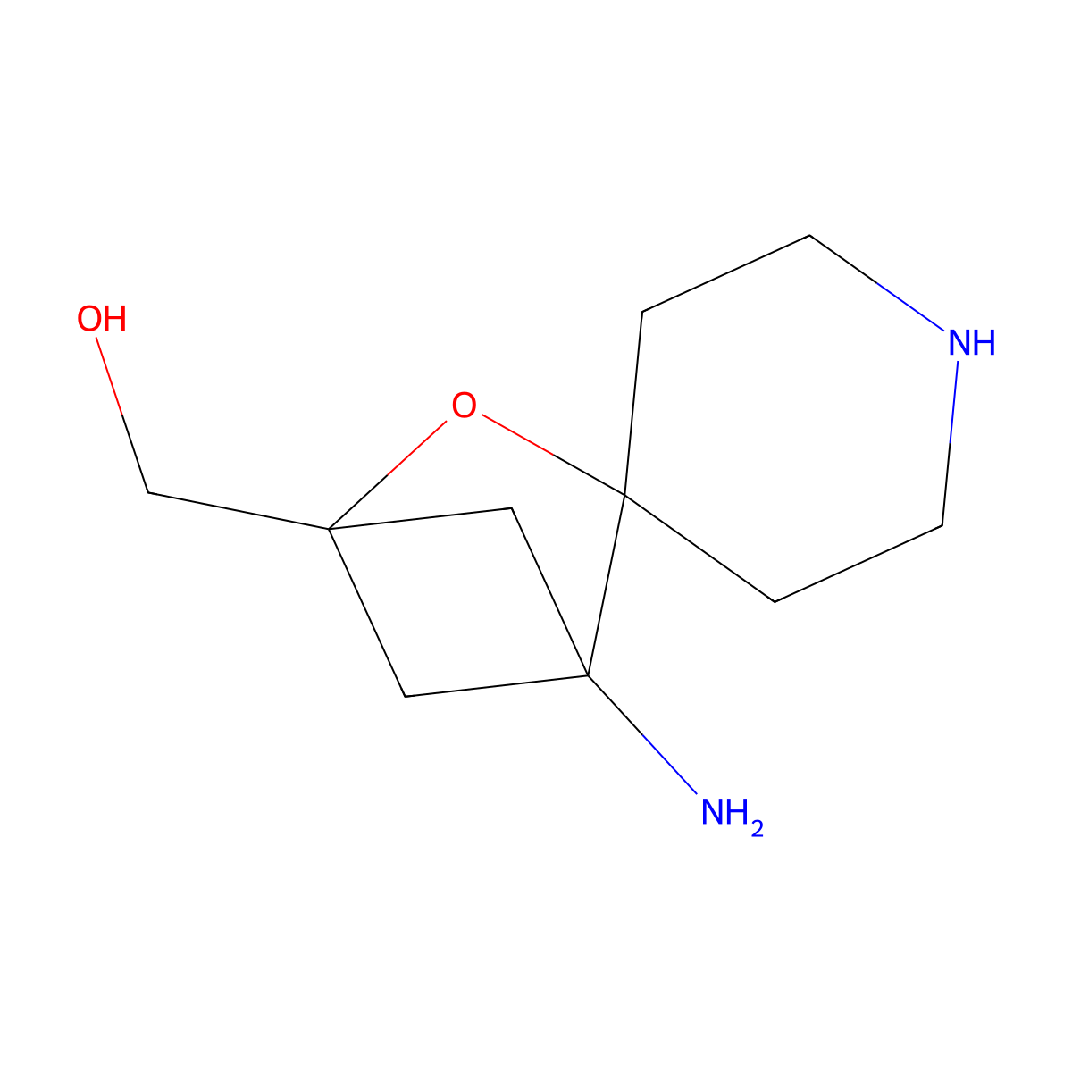 {1-Amino-3-oxaspiro[bicyclo[2.1.1]hexane-2,4'-piperidin]-4-yl}methanol molecular structure, CAS 2680824-62-6
