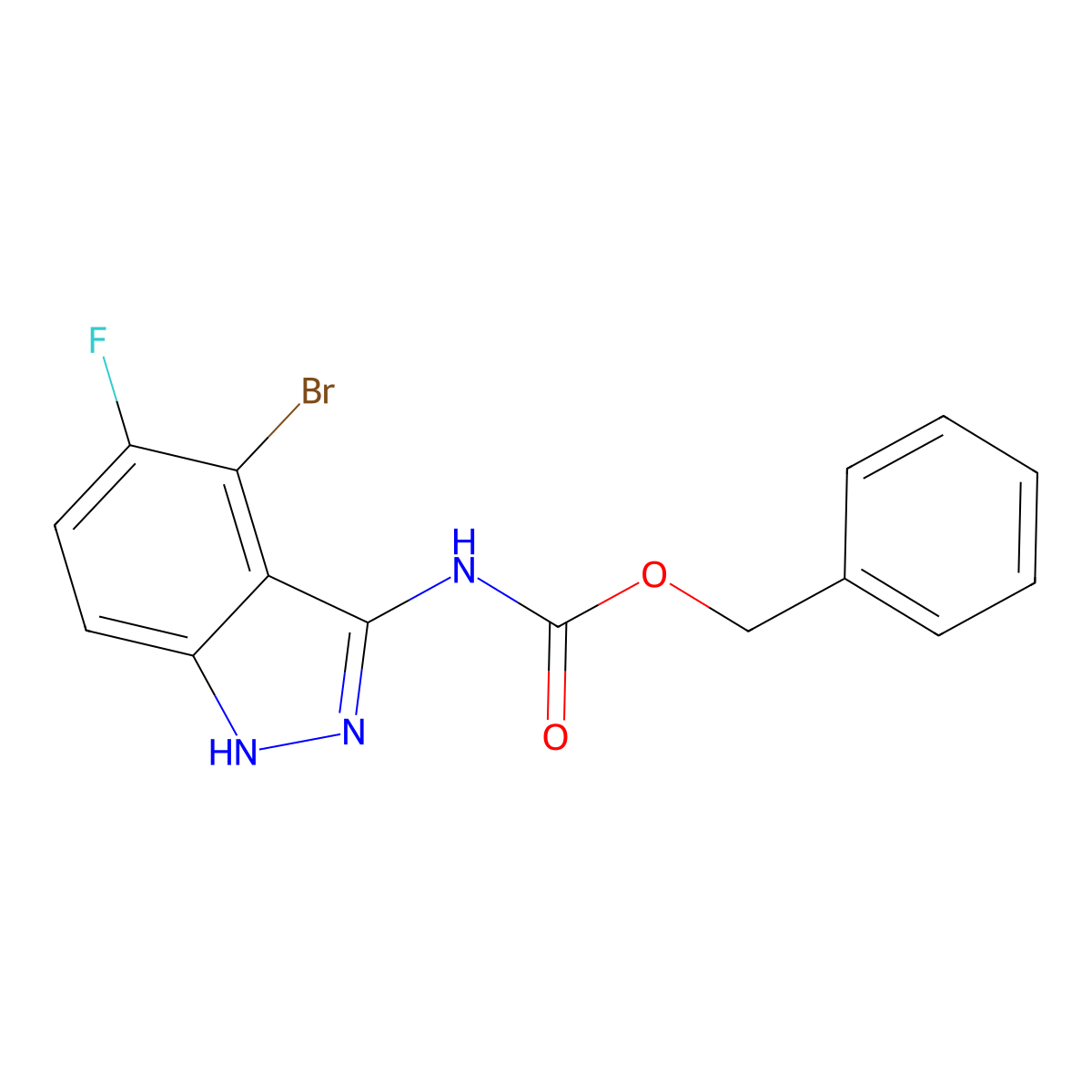 benzyl N-(4-bromo-5-fluoro-1H-indazol-3-yl)carbamate molecular structure, CAS 2680824-63-7