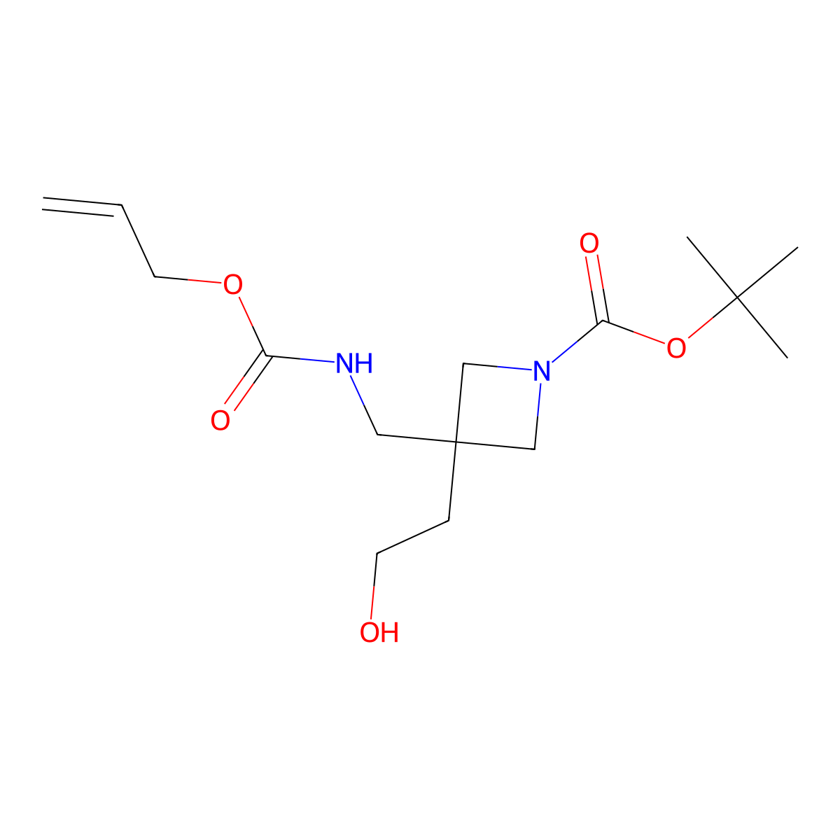 Tert-butyl 3-(2-hydroxyethyl)-3-({[(prop-2-en-1-yloxy)carbonyl]amino}methyl)azetidine-1-carboxylate molecular structure, CAS 2680824-70-6