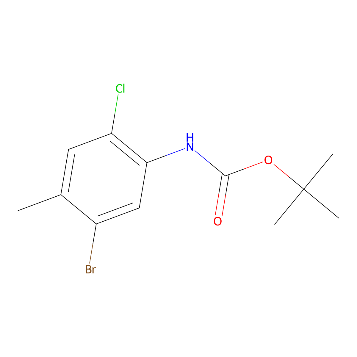 tert-butyl N-(5-bromo-2-chloro-4-methylphenyl)carbamate molecular structure, CAS 2680824-71-7