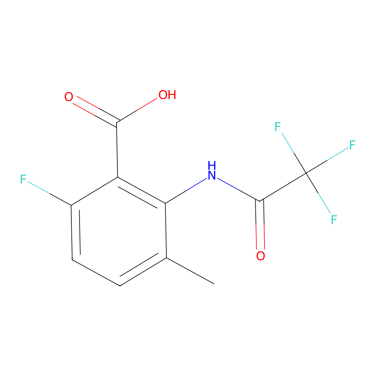 6-Fluoro-3-methyl-2-(trifluoroacetamido)benzoic acid molecular structure, CAS 2680824-74-0