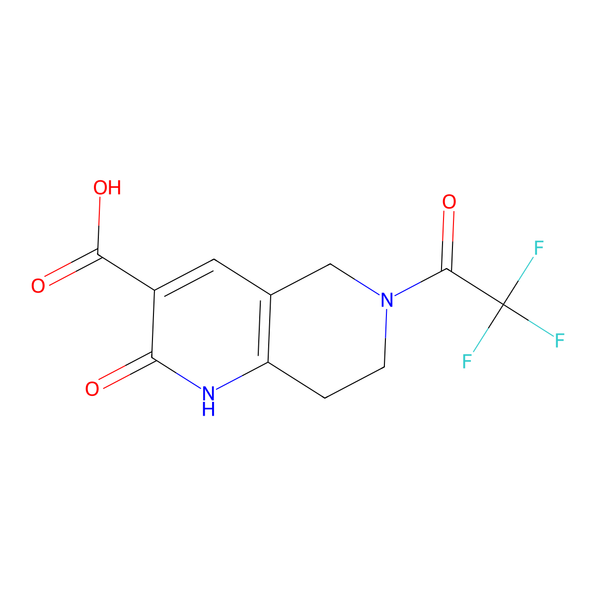 2-Oxo-6-(2,2,2-trifluoroacetyl)-1,2,5,6,7,8-hexahydro-1,6-naphthyridine-3-carboxylic acid molecular structure, CAS 2680824-78-4