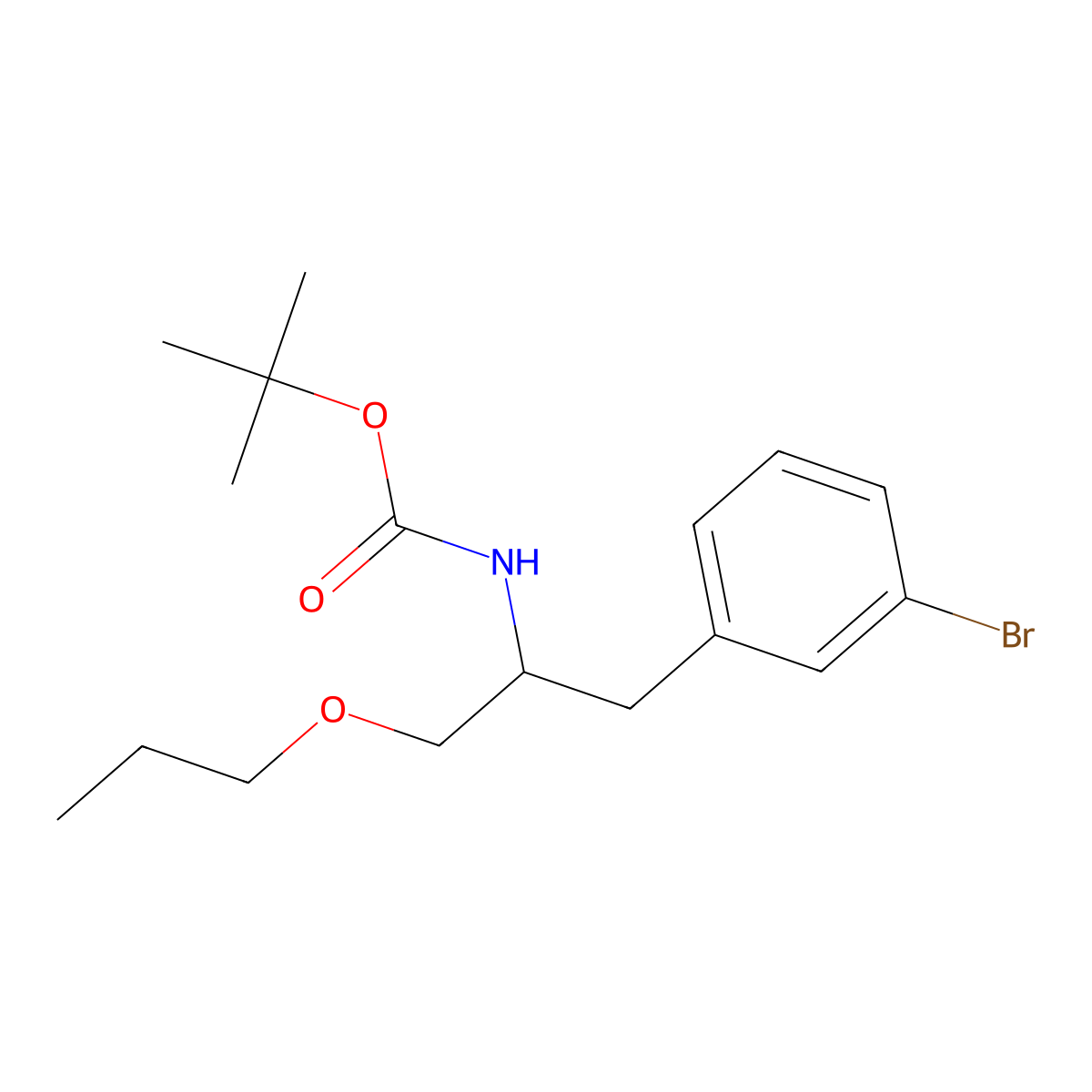 tert-butyl N-[1-(3-bromophenyl)-3-propoxypropan-2-yl]carbamate molecular structure, CAS 2680825-01-6