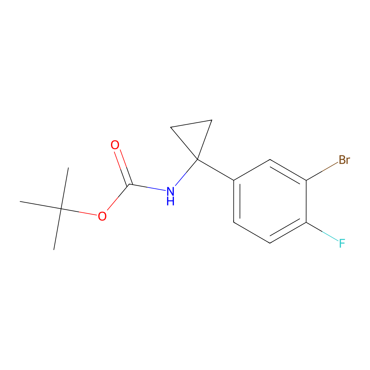 tert-butyl N-[1-(3-bromo-4-fluorophenyl)cyclopropyl]carbamate molecular structure, CAS 2680825-04-9