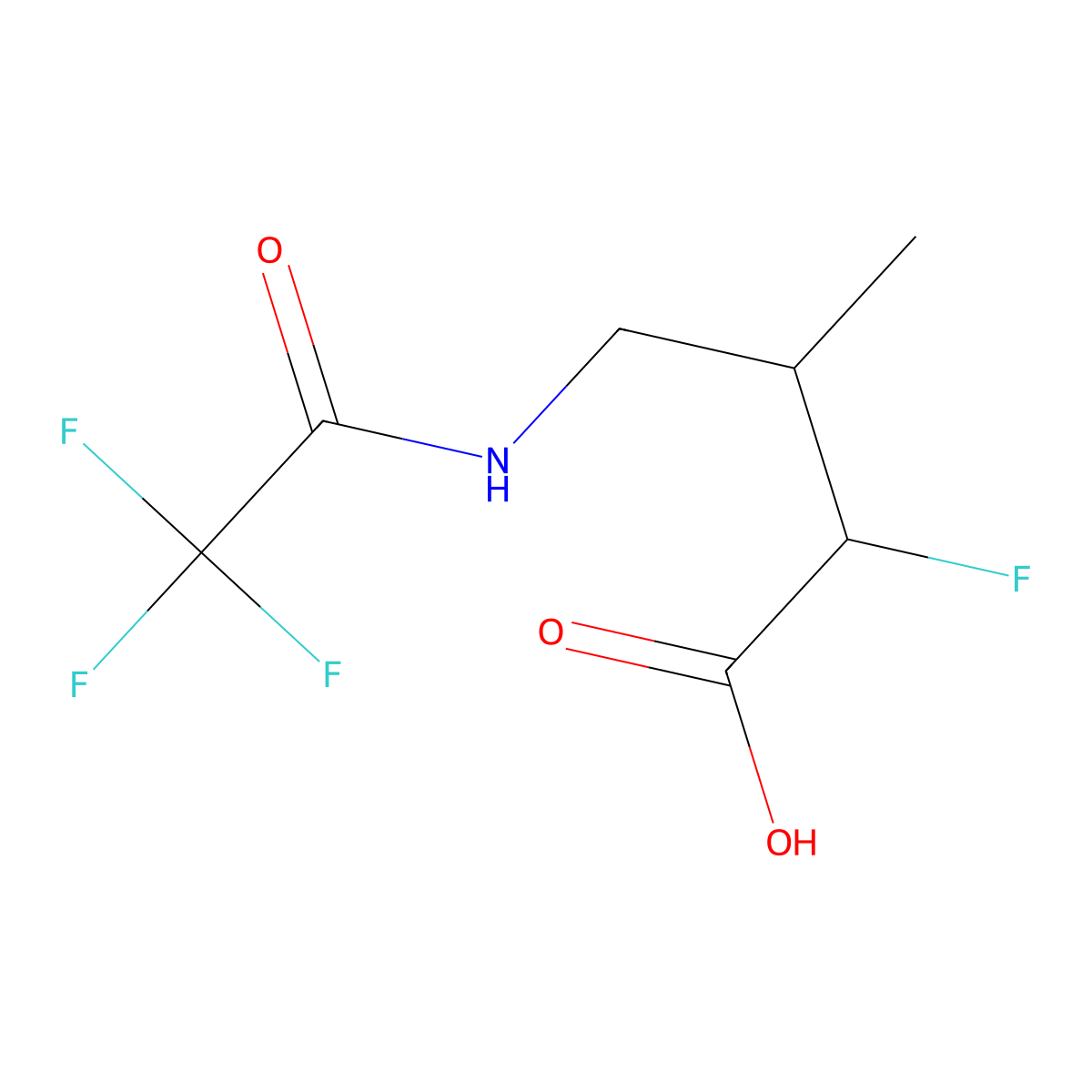 2-Fluoro-3-methyl-4-(trifluoroacetamido)butanoic acid molecular structure, CAS 2680825-07-2