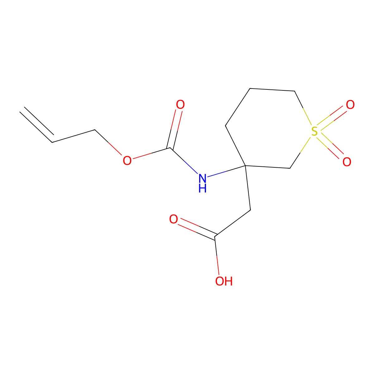 2-(1,1-Dioxo-3-{[(prop-2-en-1-yloxy)carbonyl]amino}-1lambda6-thian-3-yl)acetic acid molecular structure, CAS 2680825-08-3