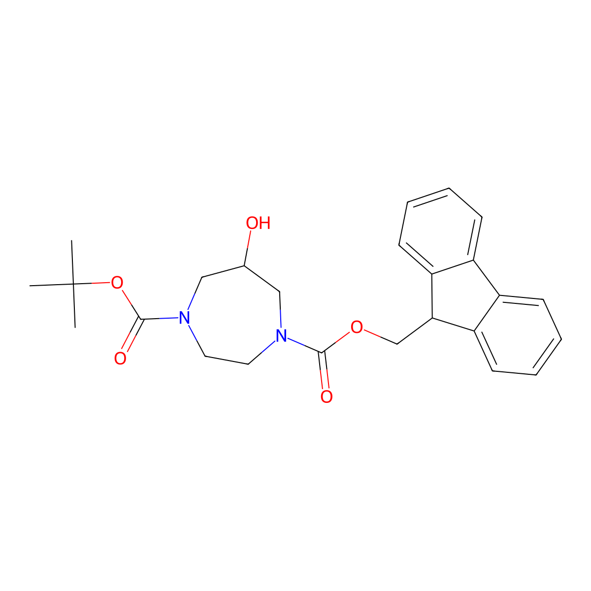 1-tert-butyl 4-(9H-fluoren-9-yl)methyl 6-hydroxy-1,4-diazepane-1,4-dicarboxylate molecular structure, CAS 2680825-09-4