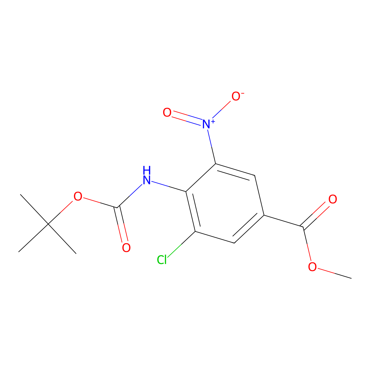 Methyl 4-{[(tert-butoxy)carbonyl]amino}-3-chloro-5-nitrobenzoate molecular structure, CAS 2680825-11-8