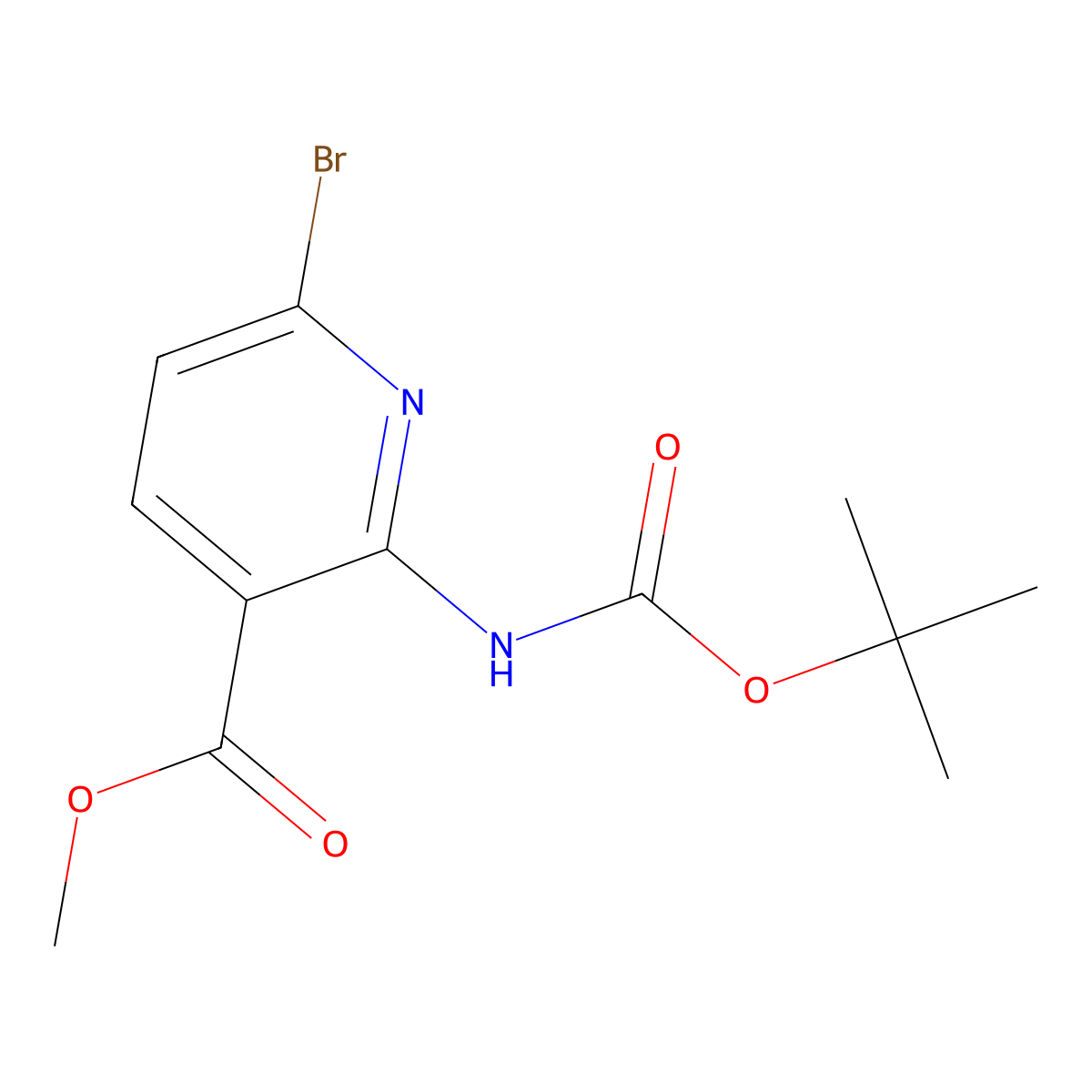 Methyl 6-bromo-2-{[(tert-butoxy)carbonyl]amino}pyridine-3-carboxylate molecular structure, CAS 2680825-14-1