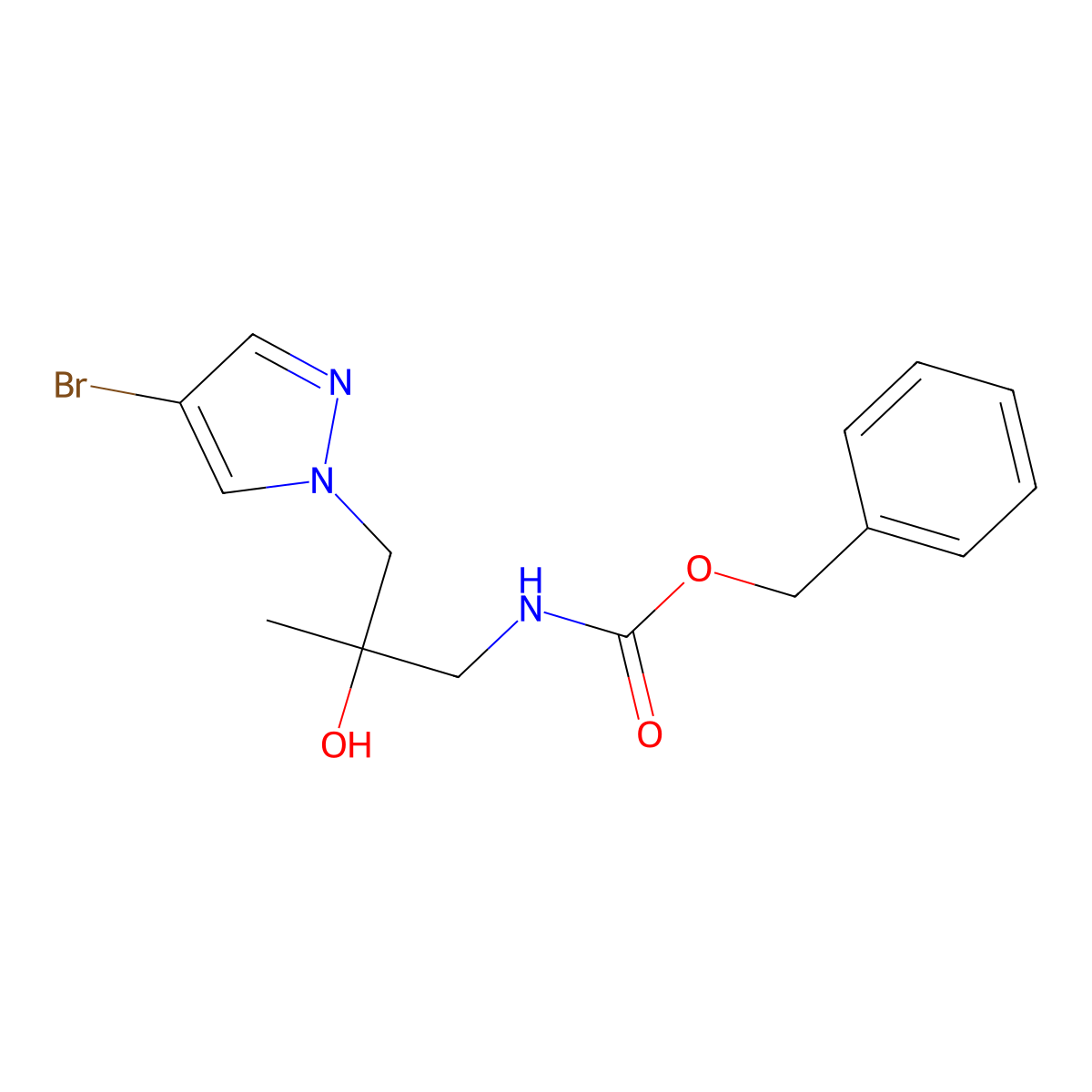 benzyl N-[3-(4-bromo-1H-pyrazol-1-yl)-2-hydroxy-2-methylpropyl]carbamate molecular structure, CAS 2680825-15-2