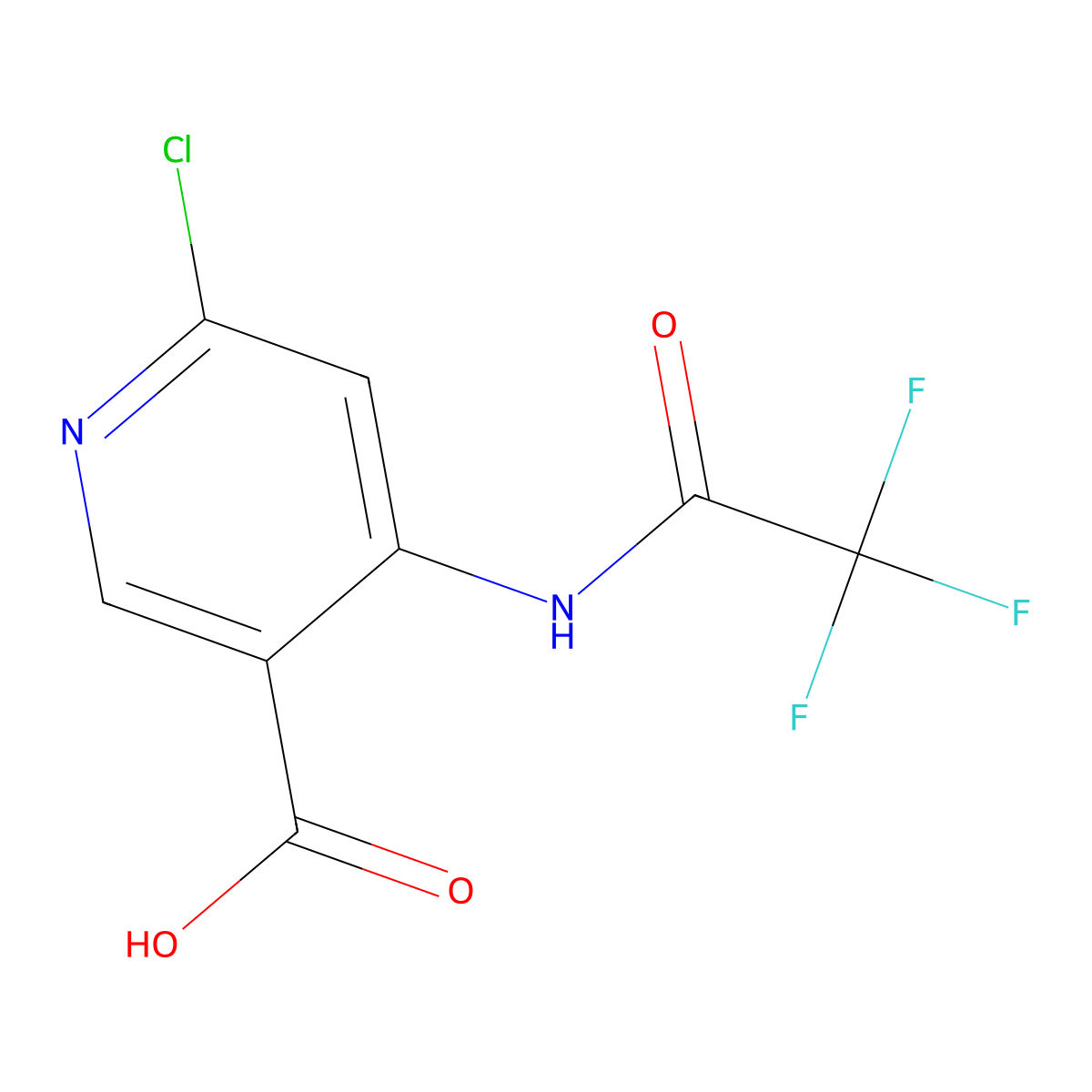 6-Chloro-4-(2,2,2-trifluoroacetamido)pyridine-3-carboxylic acid molecular structure, CAS 2680825-17-4