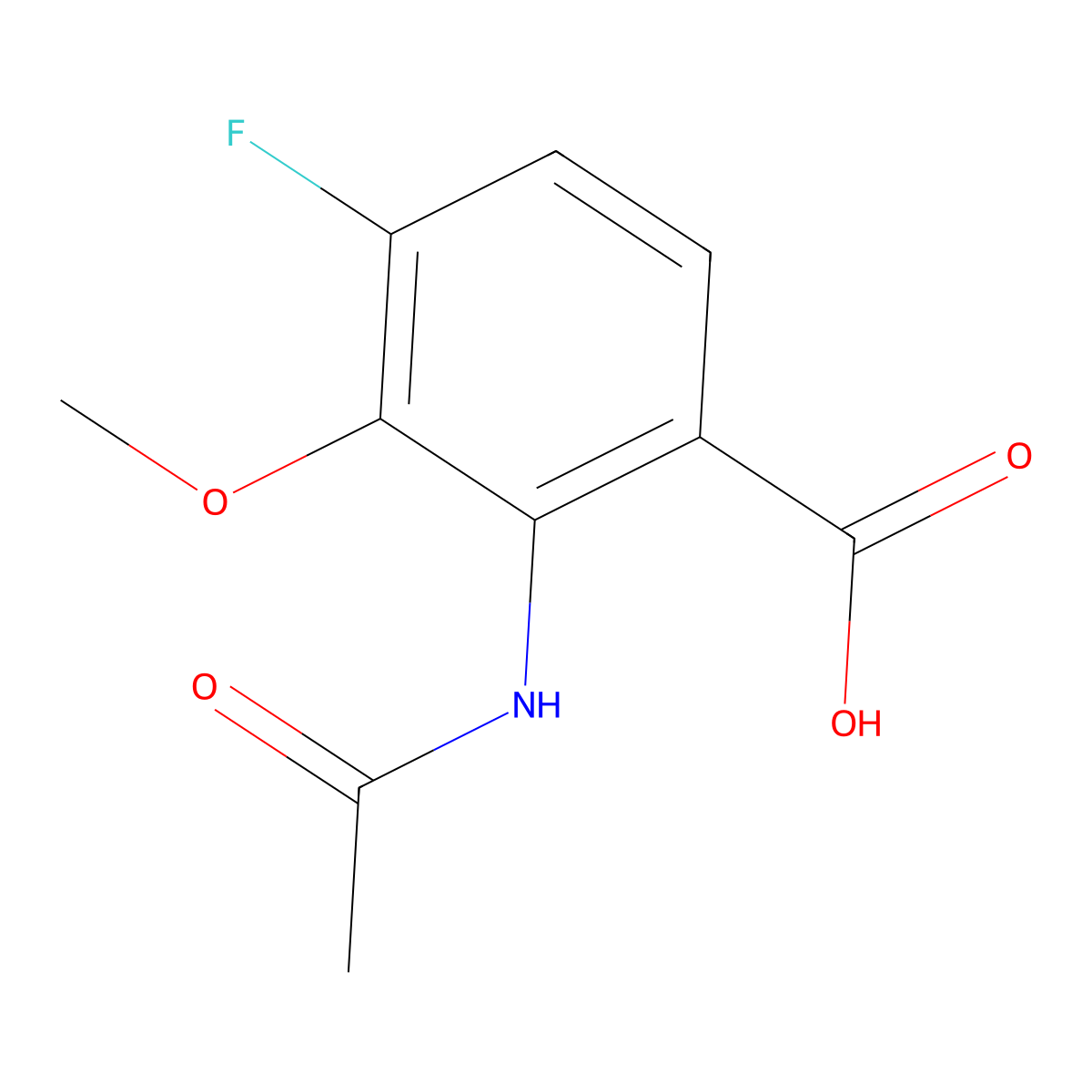 2-Acetamido-4-fluoro-3-methoxybenzoic acid molecular structure, CAS 2680825-19-6