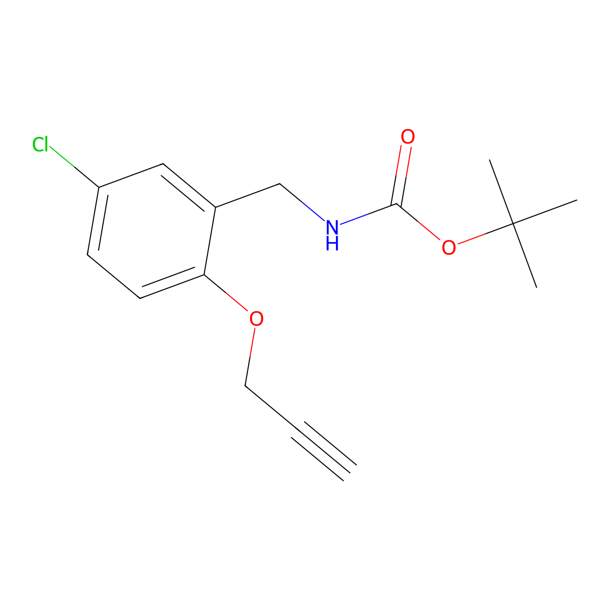 tert-butyl N-{[5-chloro-2-(prop-2-yn-1-yloxy)phenyl]methyl}carbamate molecular structure, CAS 2680825-24-3
