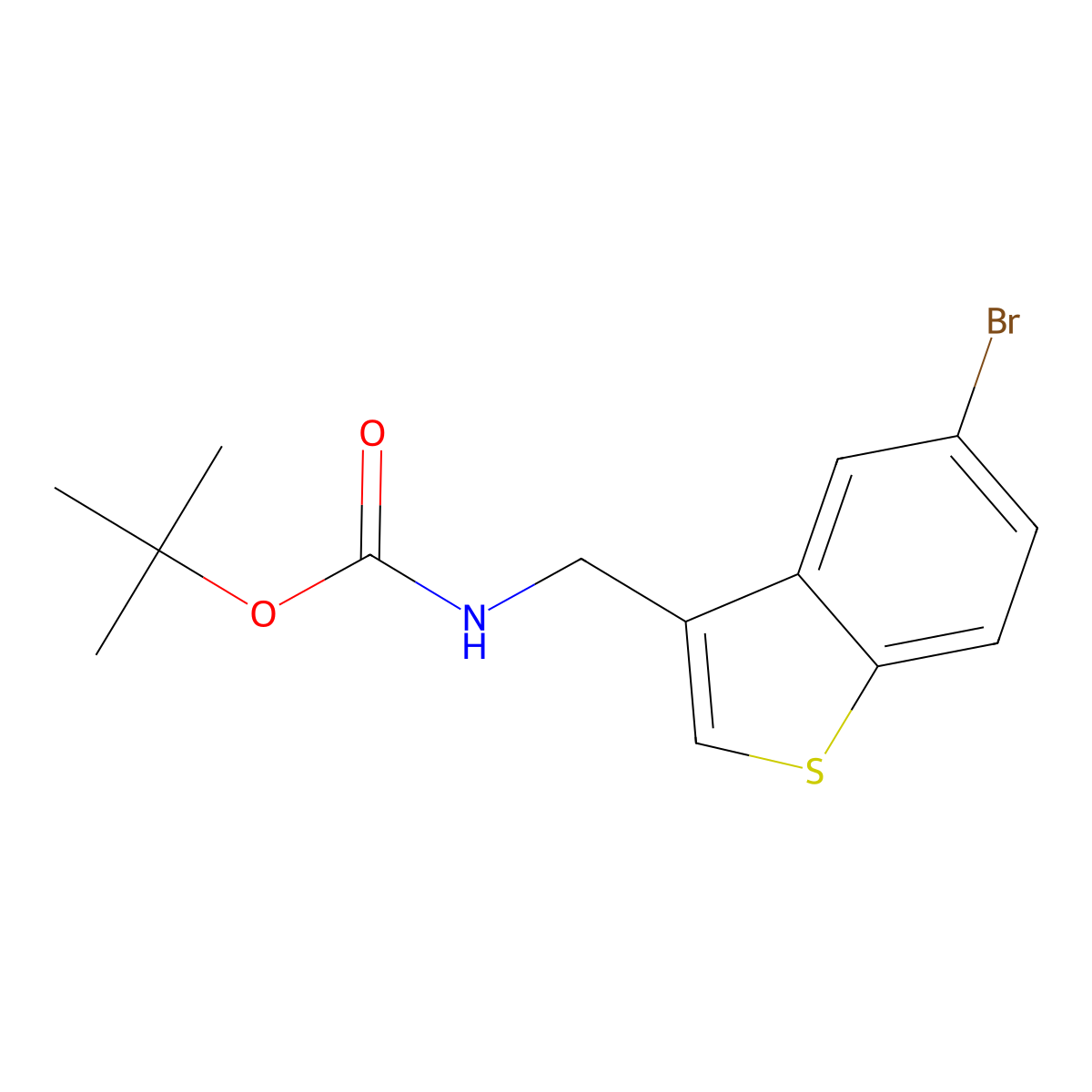 tert-butyl N-[(5-bromo-1-benzothiophen-3-yl)methyl]carbamate molecular structure, CAS 2680825-37-8