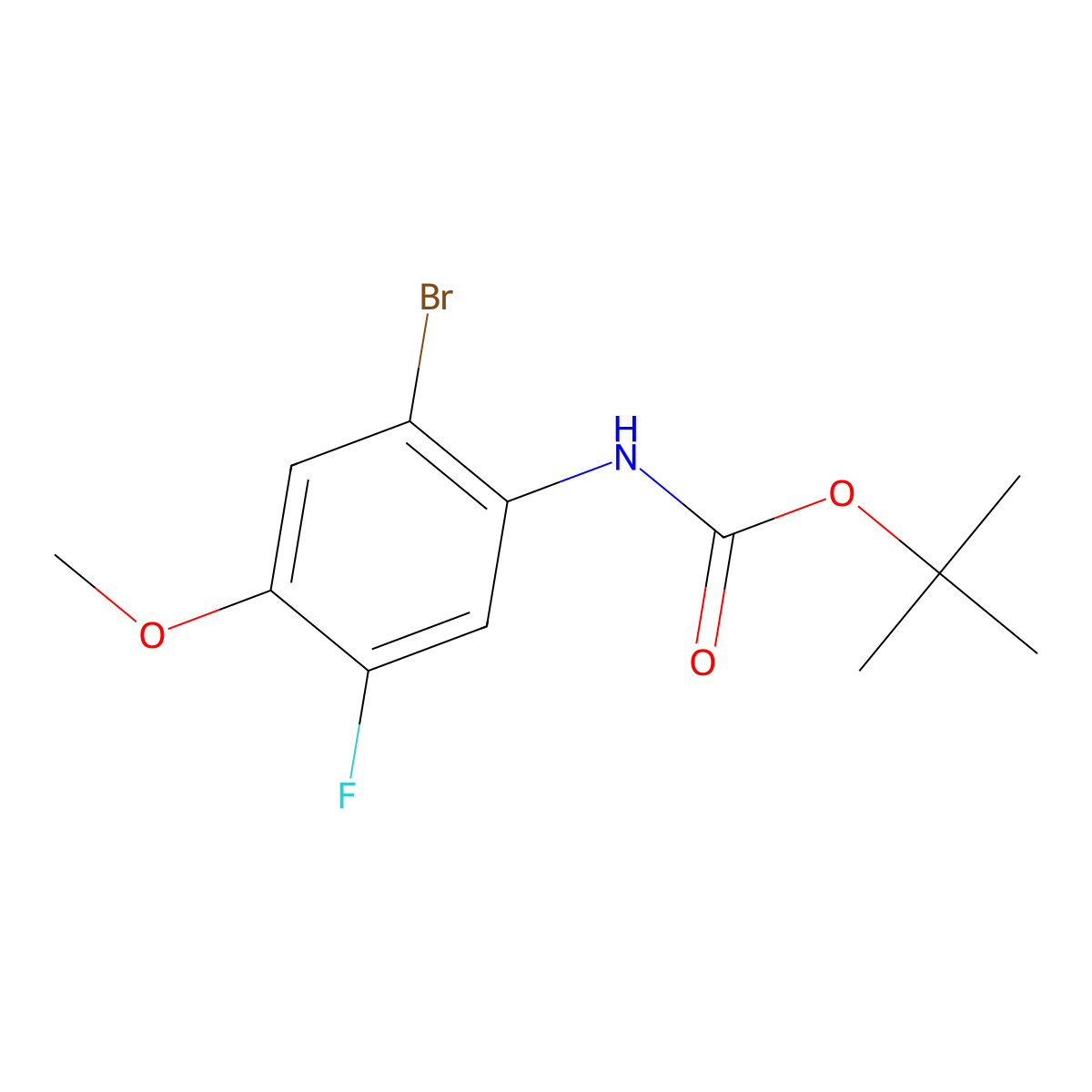 tert-butyl N-(2-bromo-5-fluoro-4-methoxyphenyl)carbamate molecular structure, CAS 2680825-39-0