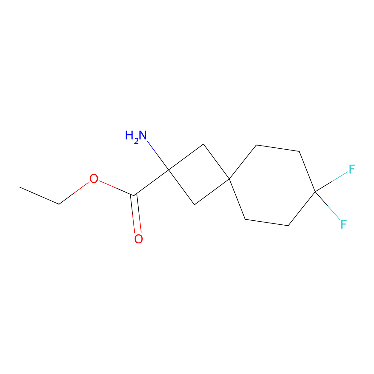 Ethyl 2-amino-7,7-difluorospiro[3.5]nonane-2-carboxylate molecular structure, CAS 2680825-40-3