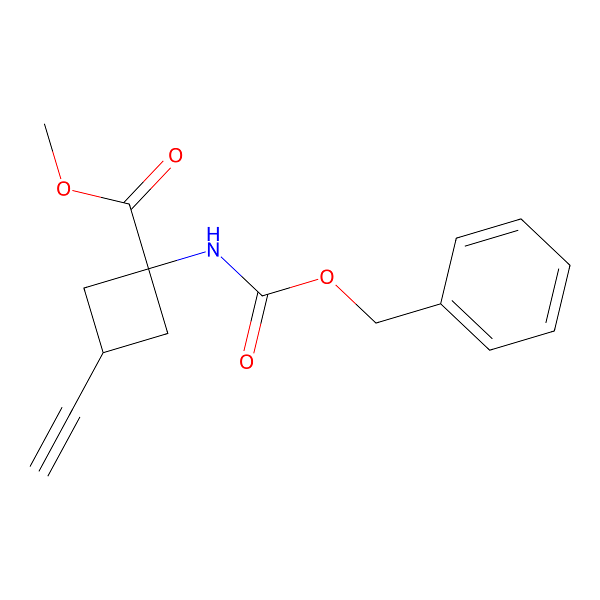 Methyl 1-{[(benzyloxy)carbonyl]amino}-3-ethynylcyclobutane-1-carboxylate molecular structure, CAS 2680825-45-8