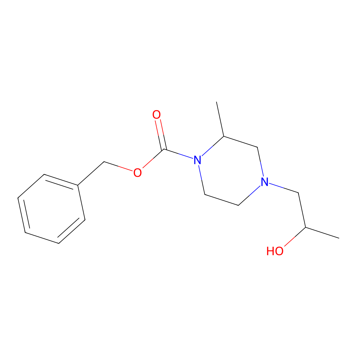 Benzyl 4-(2-hydroxypropyl)-2-methylpiperazine-1-carboxylate molecular structure, CAS 2680825-48-1