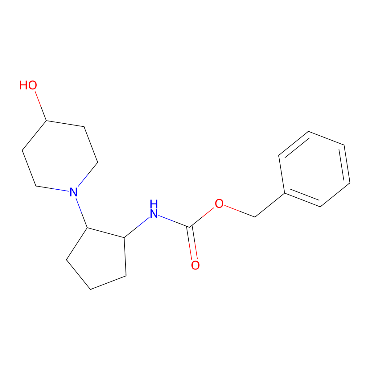 benzyl N-[2-(4-hydroxypiperidin-1-yl)cyclopentyl]carbamate molecular structure, CAS 2680825-56-1