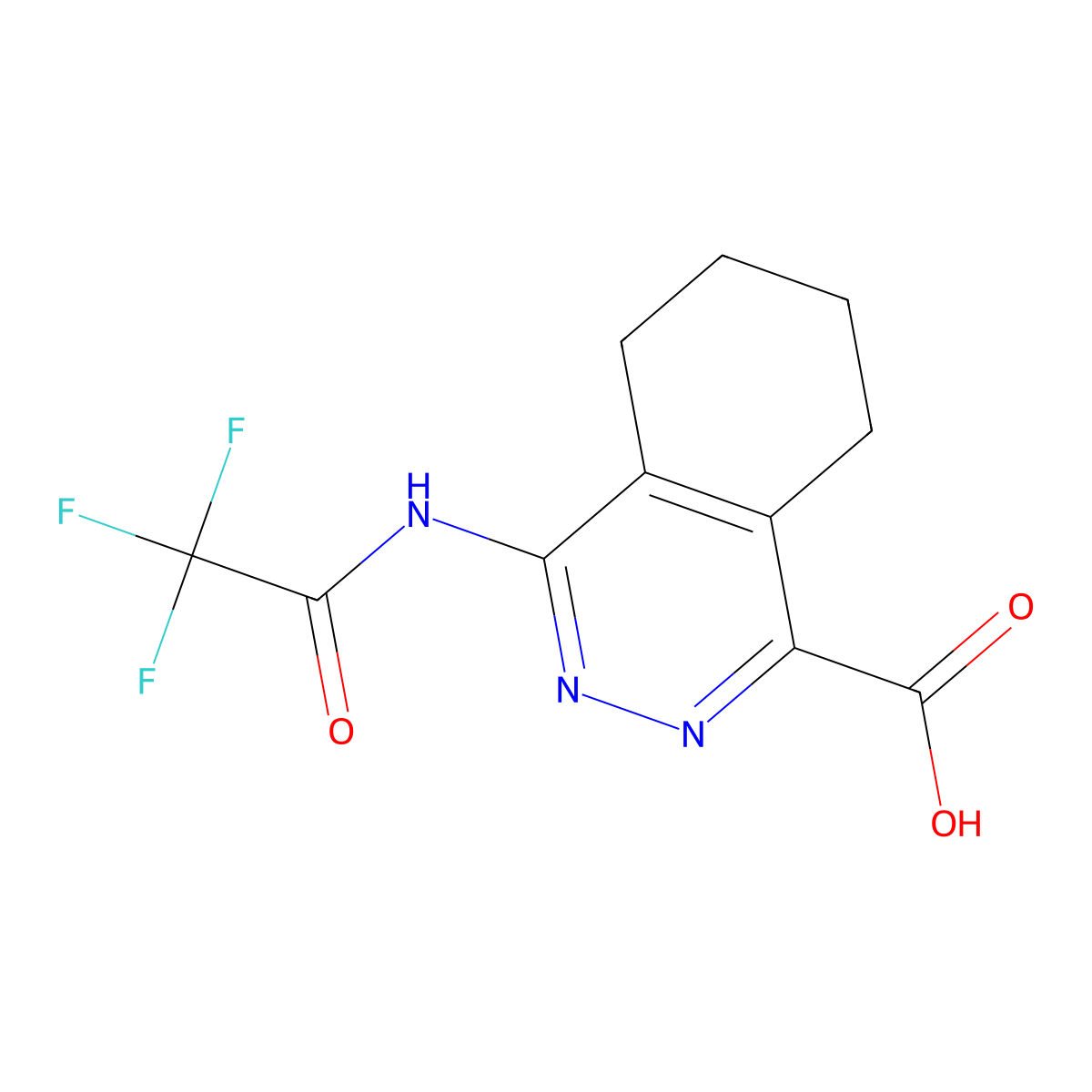 4-(2,2,2-Trifluoroacetamido)-5,6,7,8-tetrahydrophthalazine-1-carboxylic acid molecular structure, CAS 2680825-59-4
