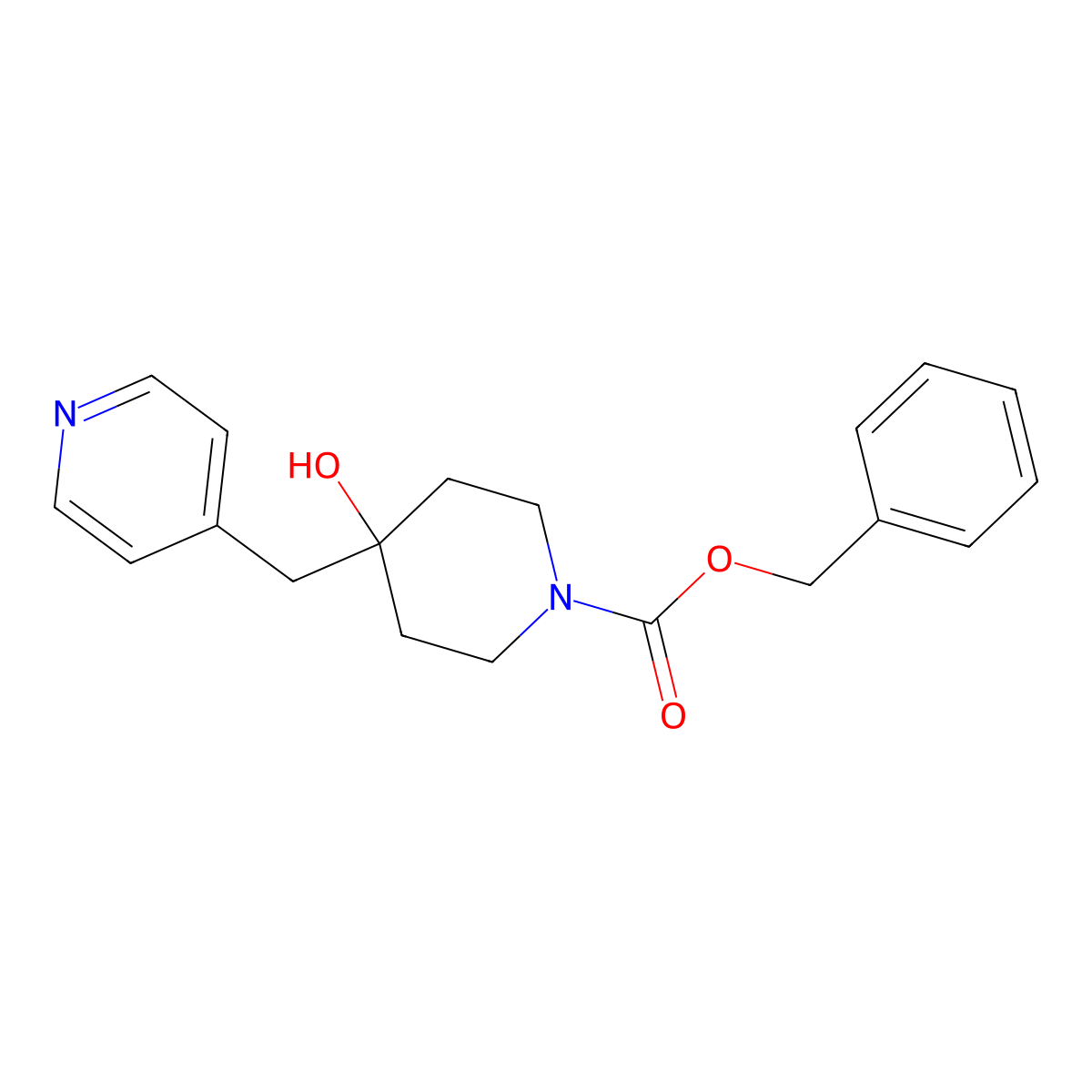 Benzyl 4-hydroxy-4-[(pyridin-4-yl)methyl]piperidine-1-carboxylate molecular structure, CAS 2680825-70-9
