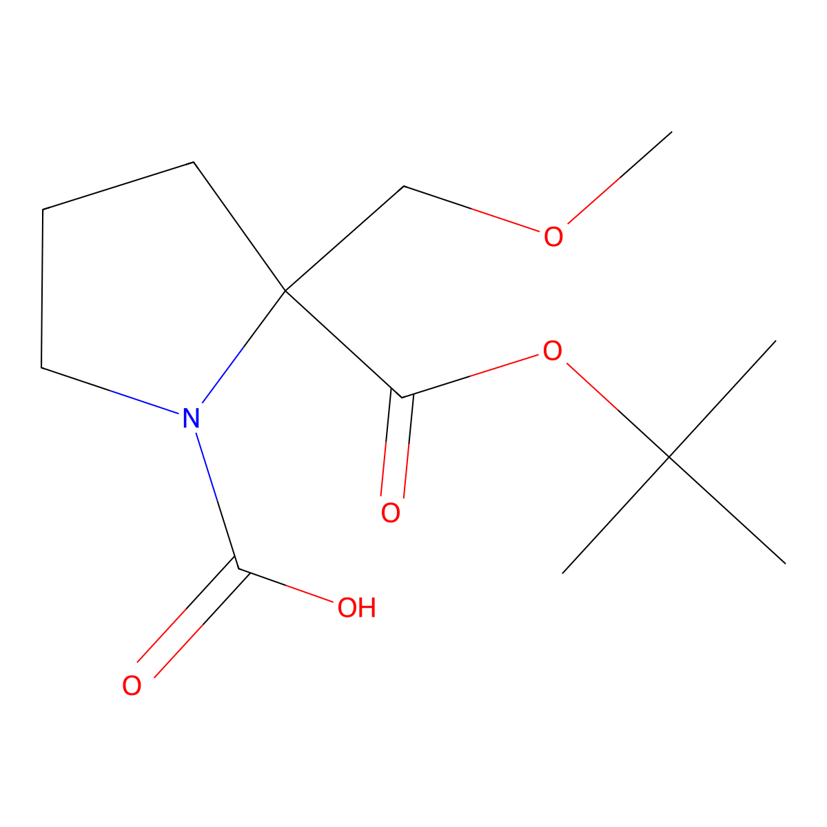 2-[(Tert-butoxy)carbonyl]-2-(methoxymethyl)pyrrolidine-1-carboxylic acid molecular structure, CAS 2680825-72-1