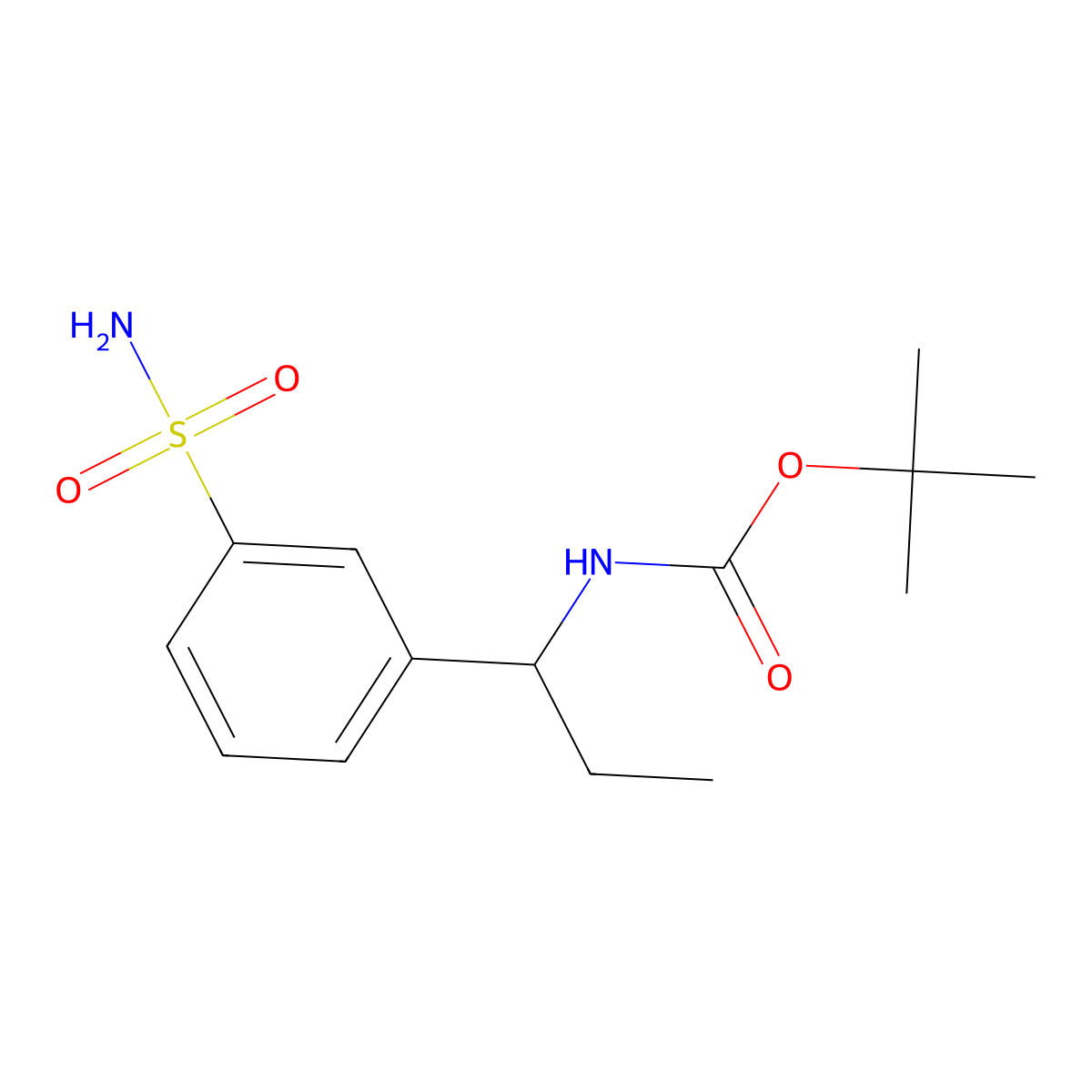 tert-butyl N-[1-(3-sulfamoylphenyl)propyl]carbamate molecular structure, CAS 2680825-75-4