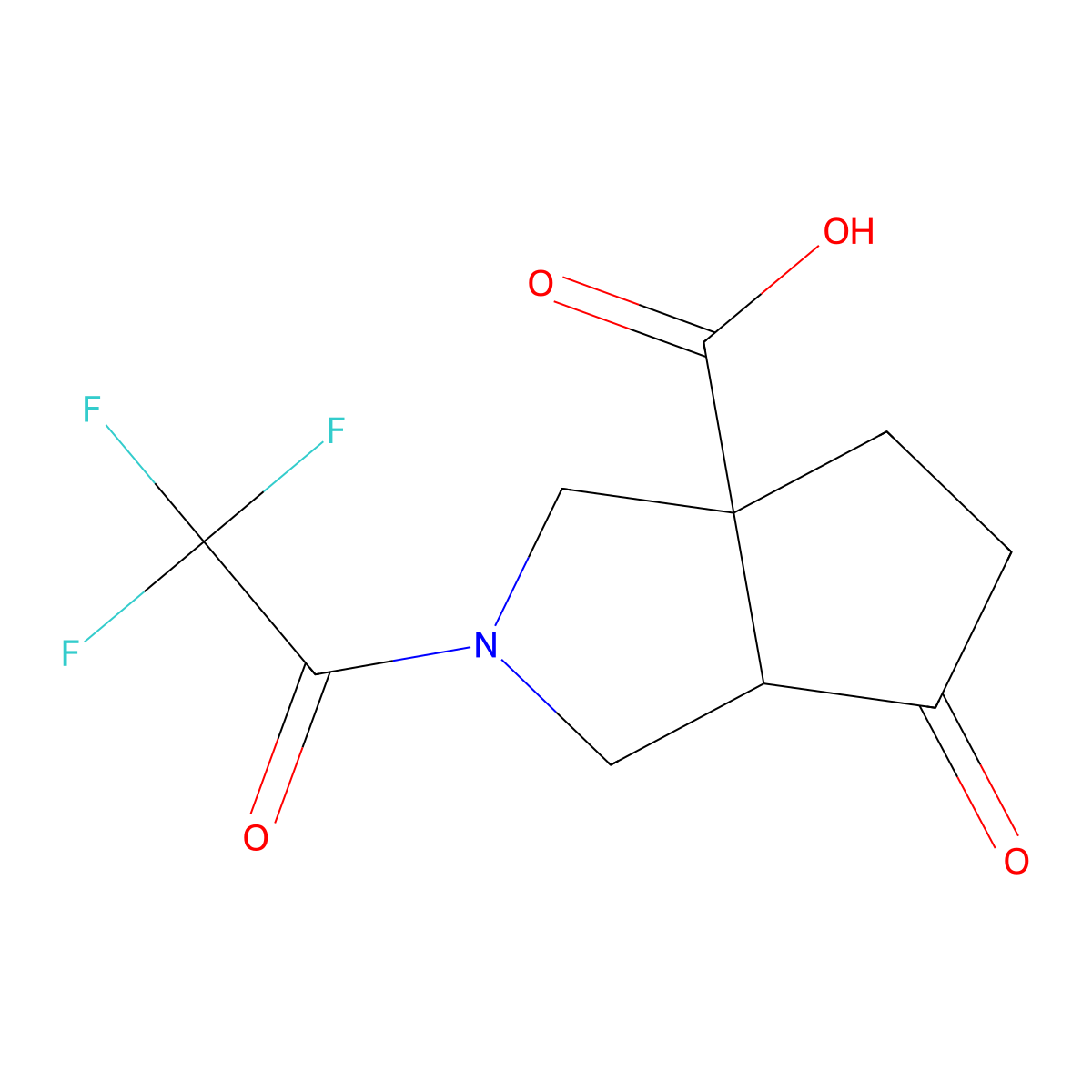 6-Oxo-2-(2,2,2-trifluoroacetyl)-octahydrocyclopenta[c]pyrrole-3a-carboxylic acid molecular structure, CAS 2680825-82-3