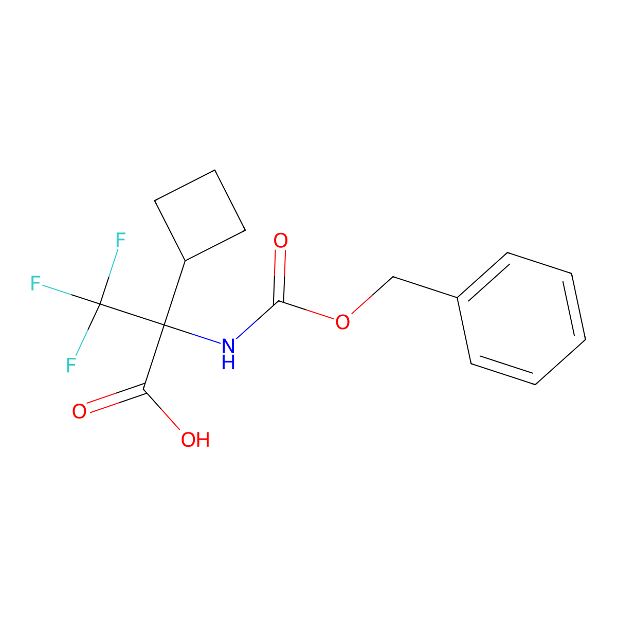 2-{[(Benzyloxy)carbonyl]amino}-2-cyclobutyl-3,3,3-trifluoropropanoic acid molecular structure, CAS 2680825-83-4