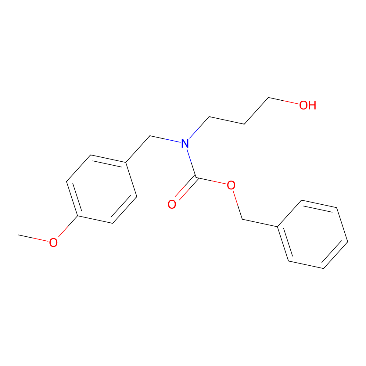 benzyl N-(3-hydroxypropyl)-N-[(4-methoxyphenyl)methyl]carbamate molecular structure, CAS 2680825-84-5