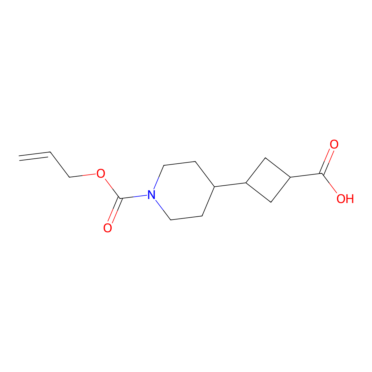 3-{1-[(Prop-2-en-1-yloxy)carbonyl]piperidin-4-yl}cyclobutane-1-carboxylic acid molecular structure, CAS 2680825-86-7