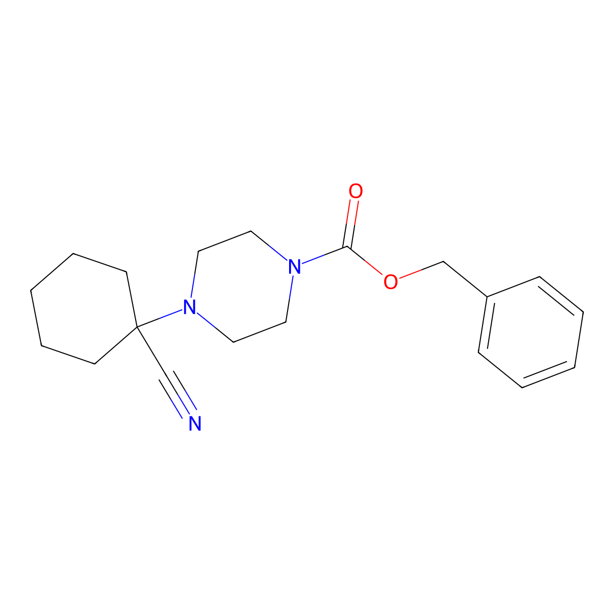 Benzyl 4-(1-cyanocyclohexyl)piperazine-1-carboxylate molecular structure, CAS 2680825-87-8