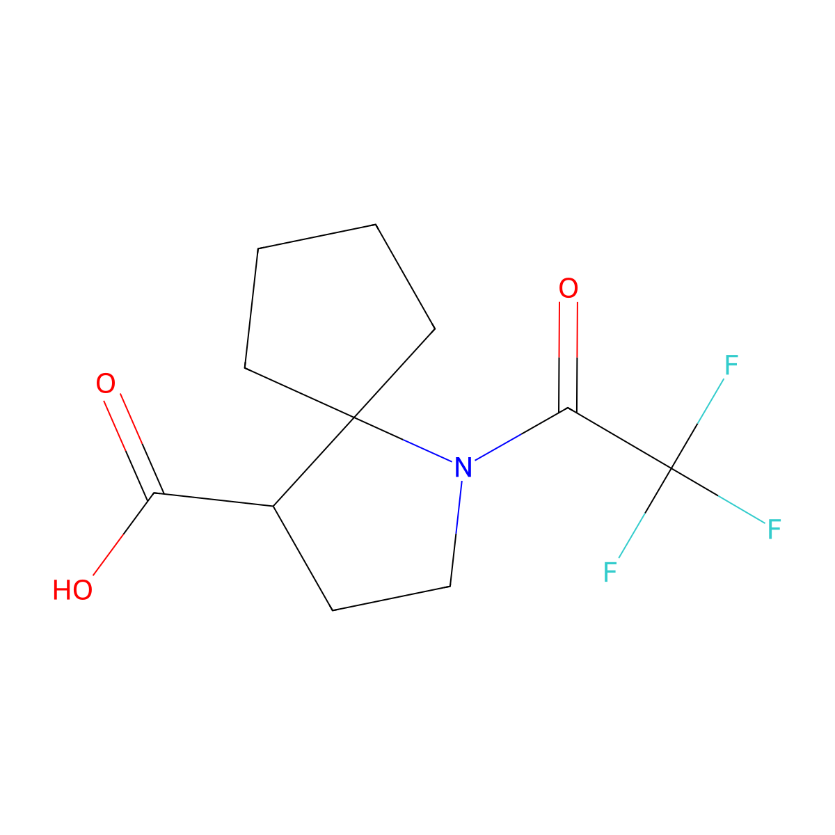 1-(Trifluoroacetyl)-1-azaspiro[4.4]nonane-4-carboxylic acid molecular structure, CAS 2680825-88-9