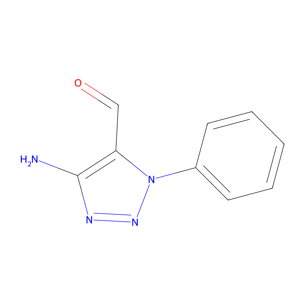 4-amino-1-phenyl-1H-1,2,3-triazole-5-carbaldehyde molecular structure, CAS 2680825-89-0