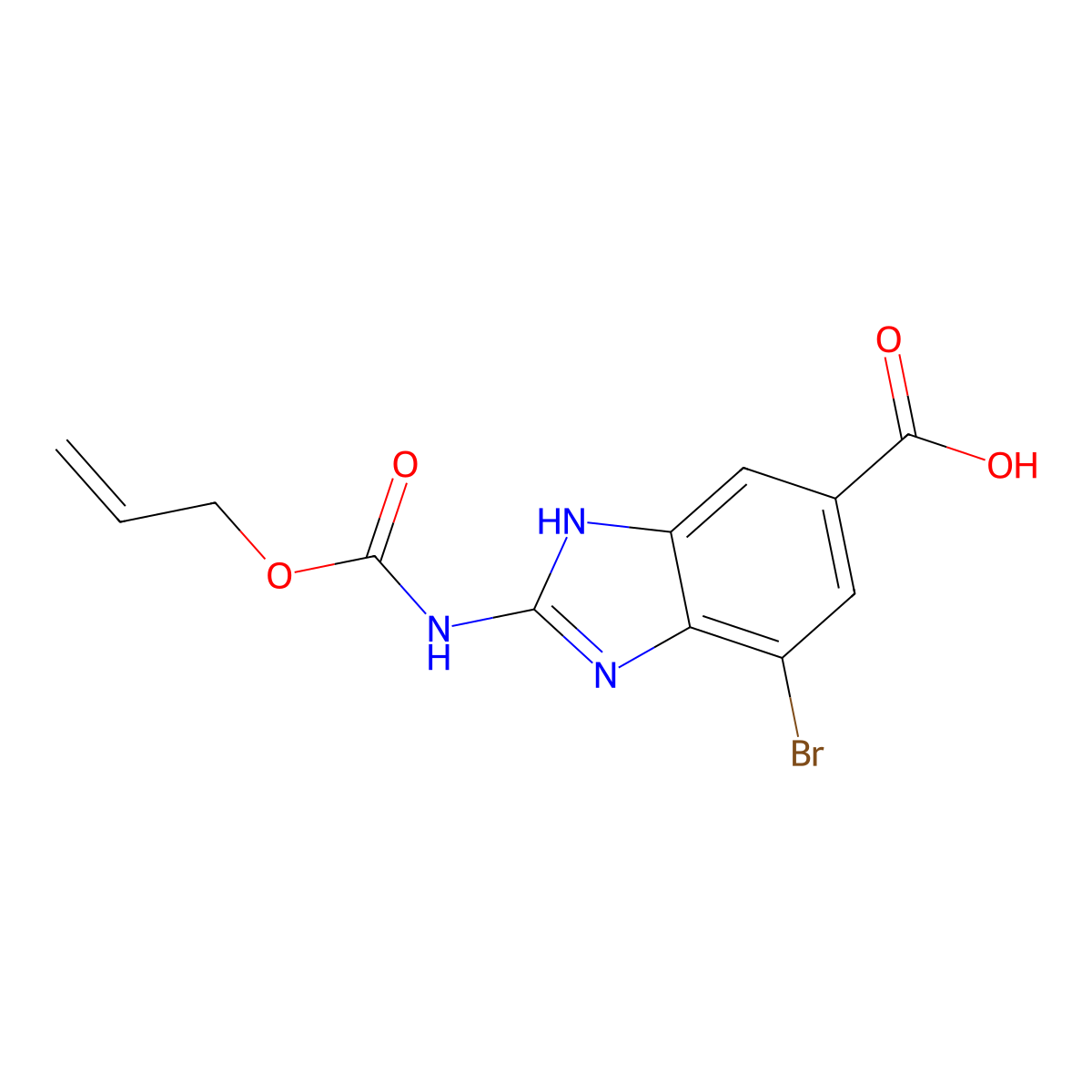 4-bromo-2-{[(prop-2-en-1-yloxy)carbonyl]amino}-1H-1,3-benzodiazole-6-carboxylic acid molecular structure, CAS 2680825-90-3