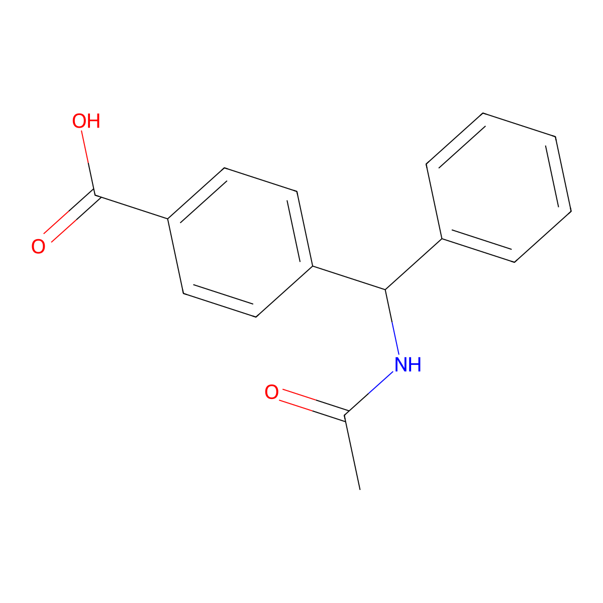 4-[Acetamido(phenyl)methyl]benzoic acid molecular structure, CAS 2680825-92-5