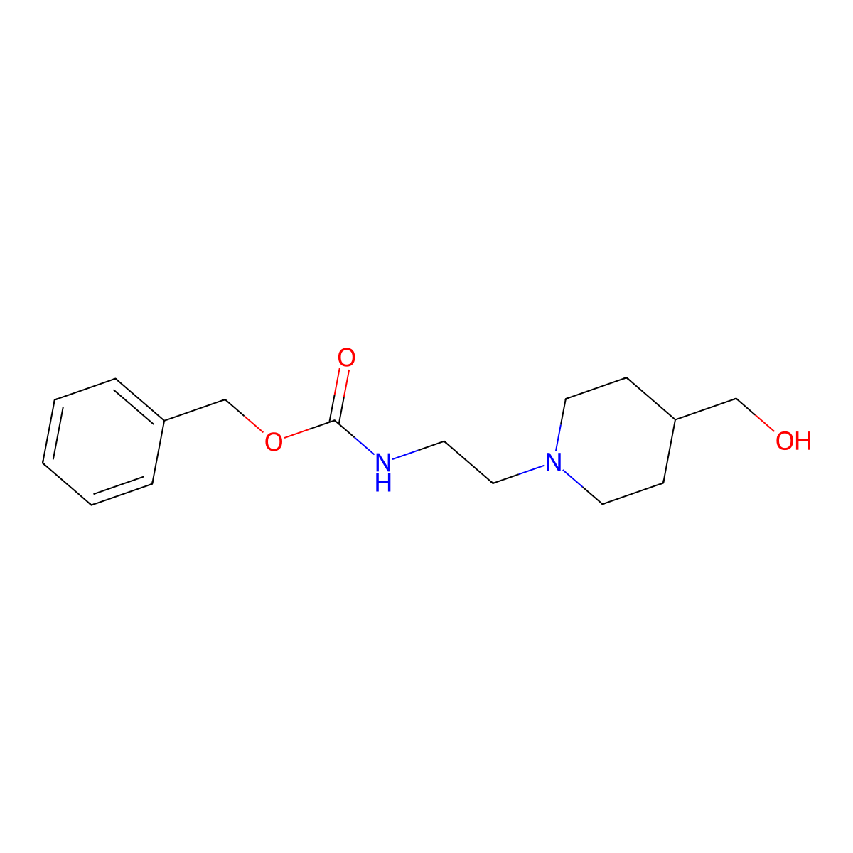 Benzyl (2-(4-(hydroxymethyl)piperidin-1-yl)ethyl)carbamate molecular structure, CAS 2680825-93-6