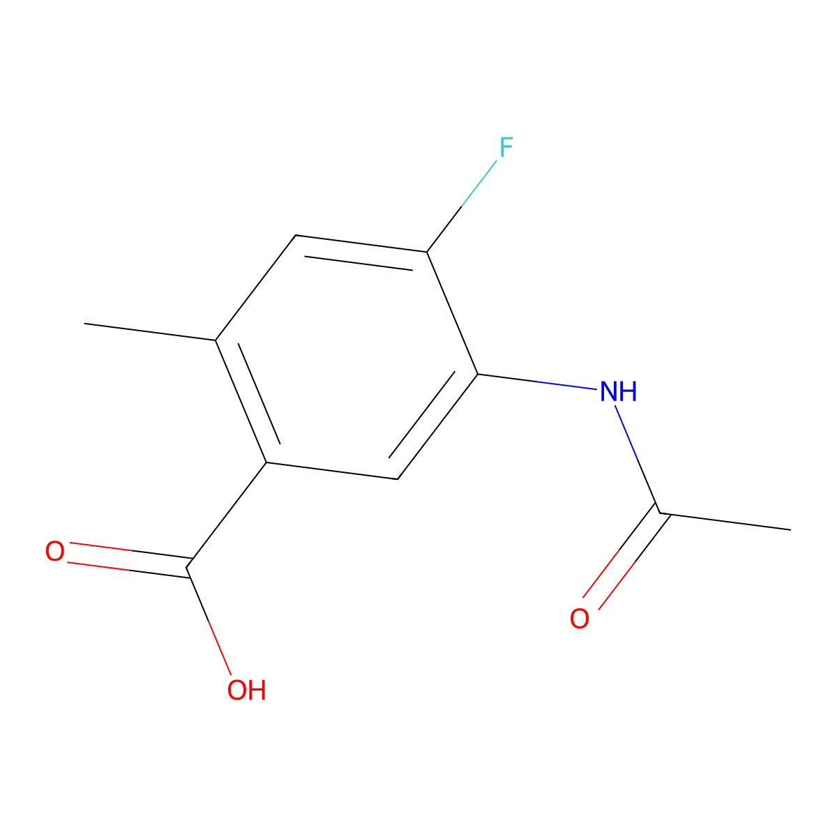 5-Acetamido-4-fluoro-2-methylbenzoic acid molecular structure, CAS 2680825-94-7
