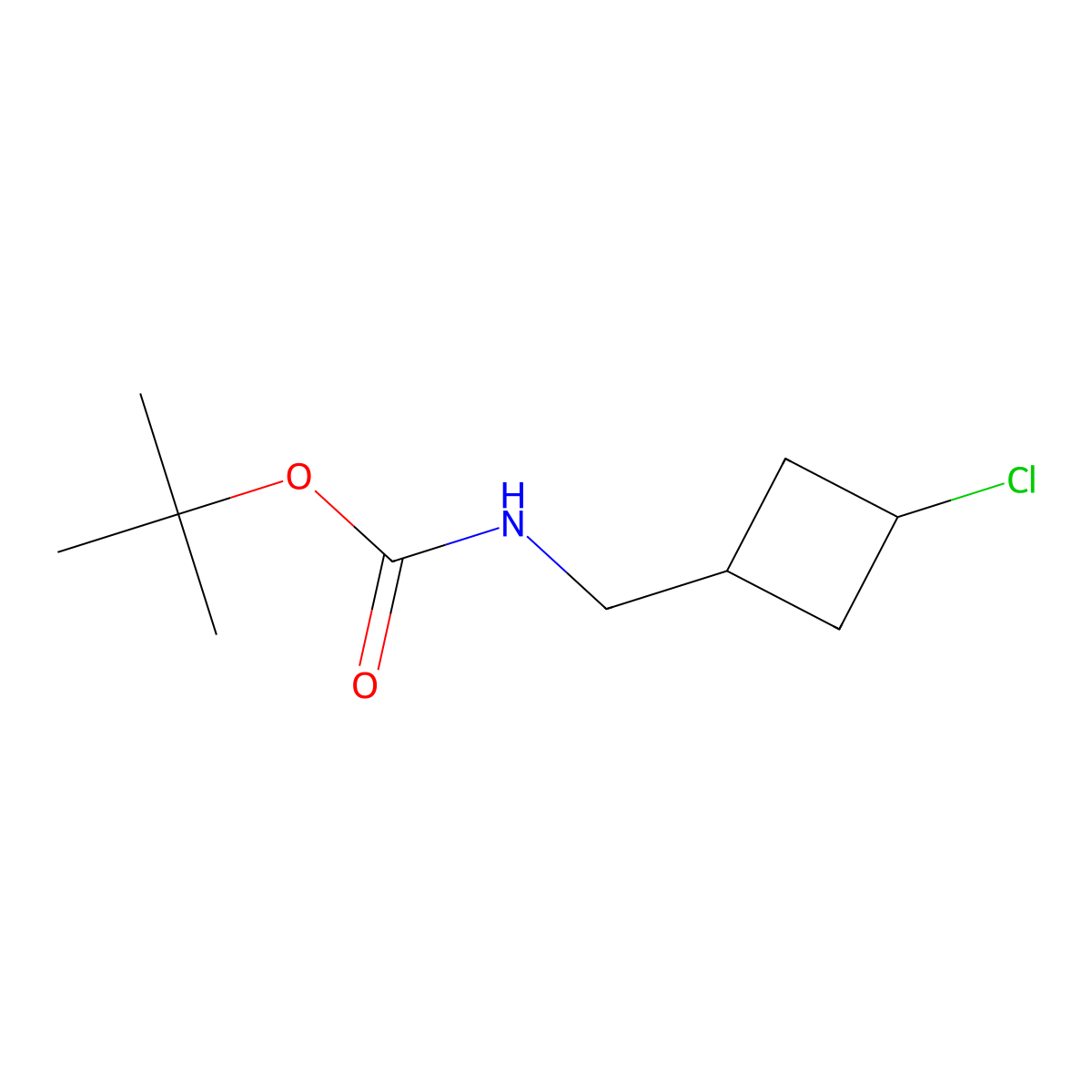 tert-butyl N-[(3-chlorocyclobutyl)methyl]carbamate molecular structure, CAS 2680825-95-8