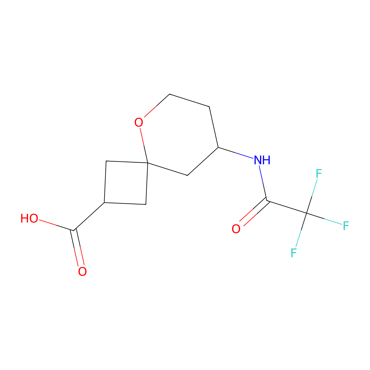 8-(2,2,2-Trifluoroacetamido)-5-oxaspiro[3.5]nonane-2-carboxylic acid molecular structure, CAS 2680825-98-1