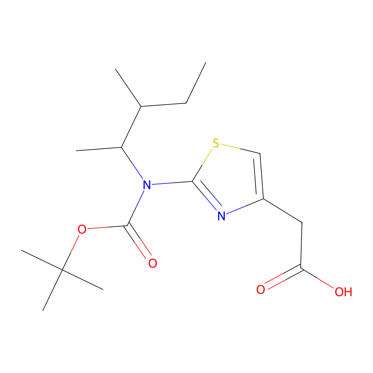 2-(2-{[(Tert-butoxy)carbonyl](3-methylpentan-2-yl)amino}-1,3-thiazol-4-yl)acetic acid molecular structure, CAS 2680826-02-0
