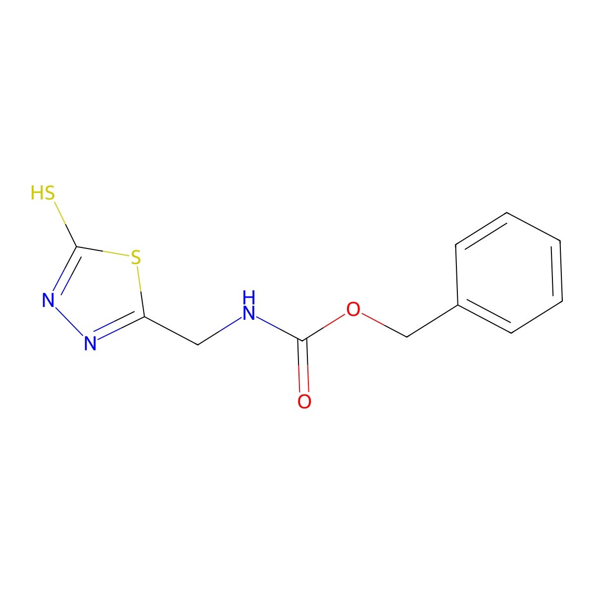 benzyl N-[(5-sulfanyl-1,3,4-thiadiazol-2-yl)methyl]carbamate molecular structure, CAS 2680826-04-2