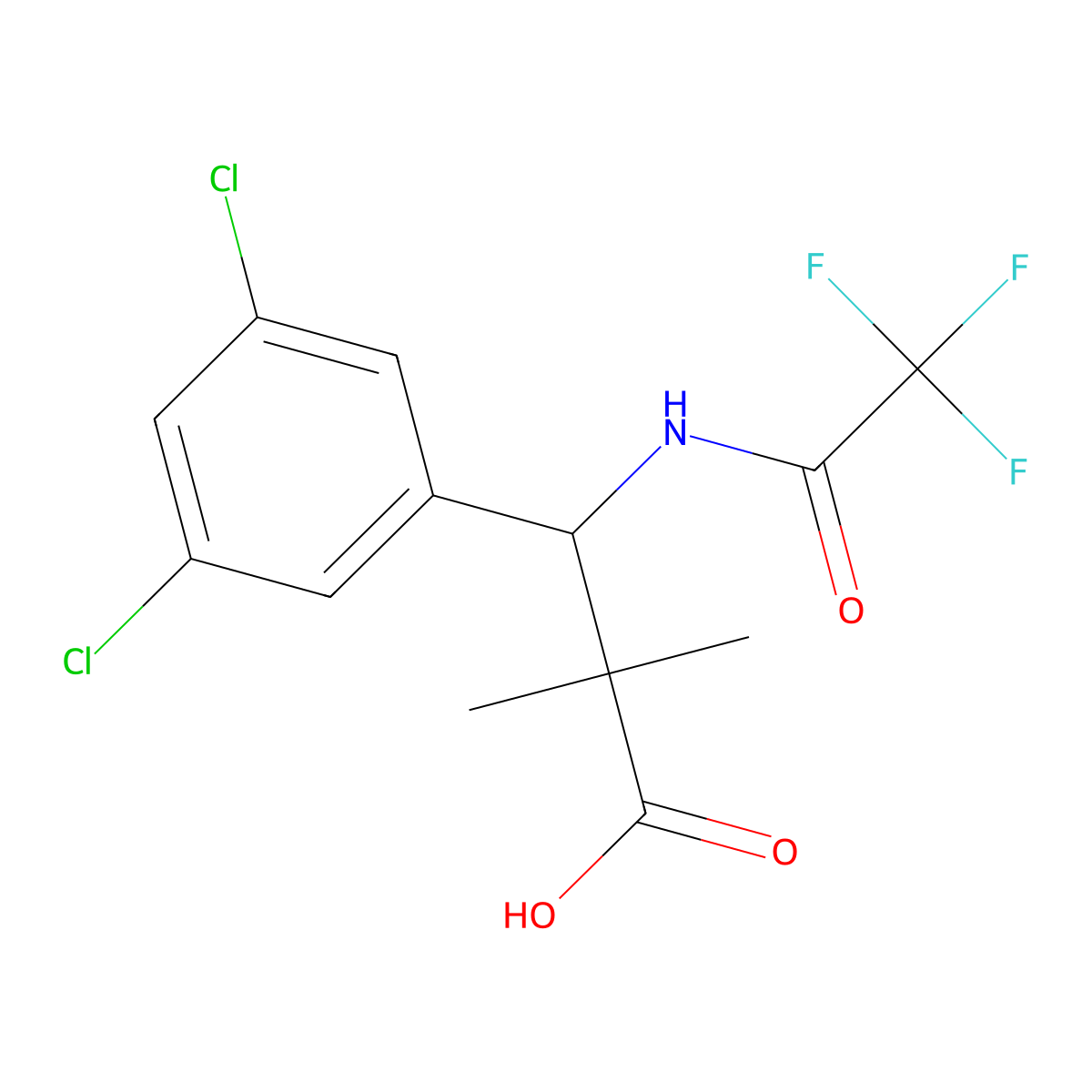 3-(3,5-Dichlorophenyl)-2,2-dimethyl-3-(2,2,2-trifluoroacetamido)propanoic acid molecular structure, CAS 2680826-08-6