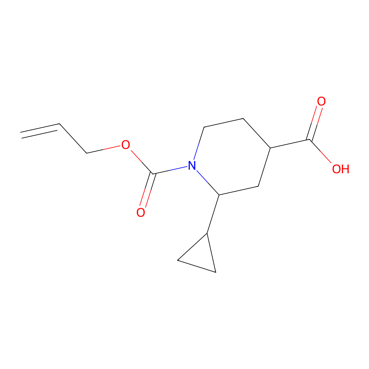 2-Cyclopropyl-1-[(prop-2-en-1-yloxy)carbonyl]piperidine-4-carboxylic acid molecular structure, CAS 2680826-18-8