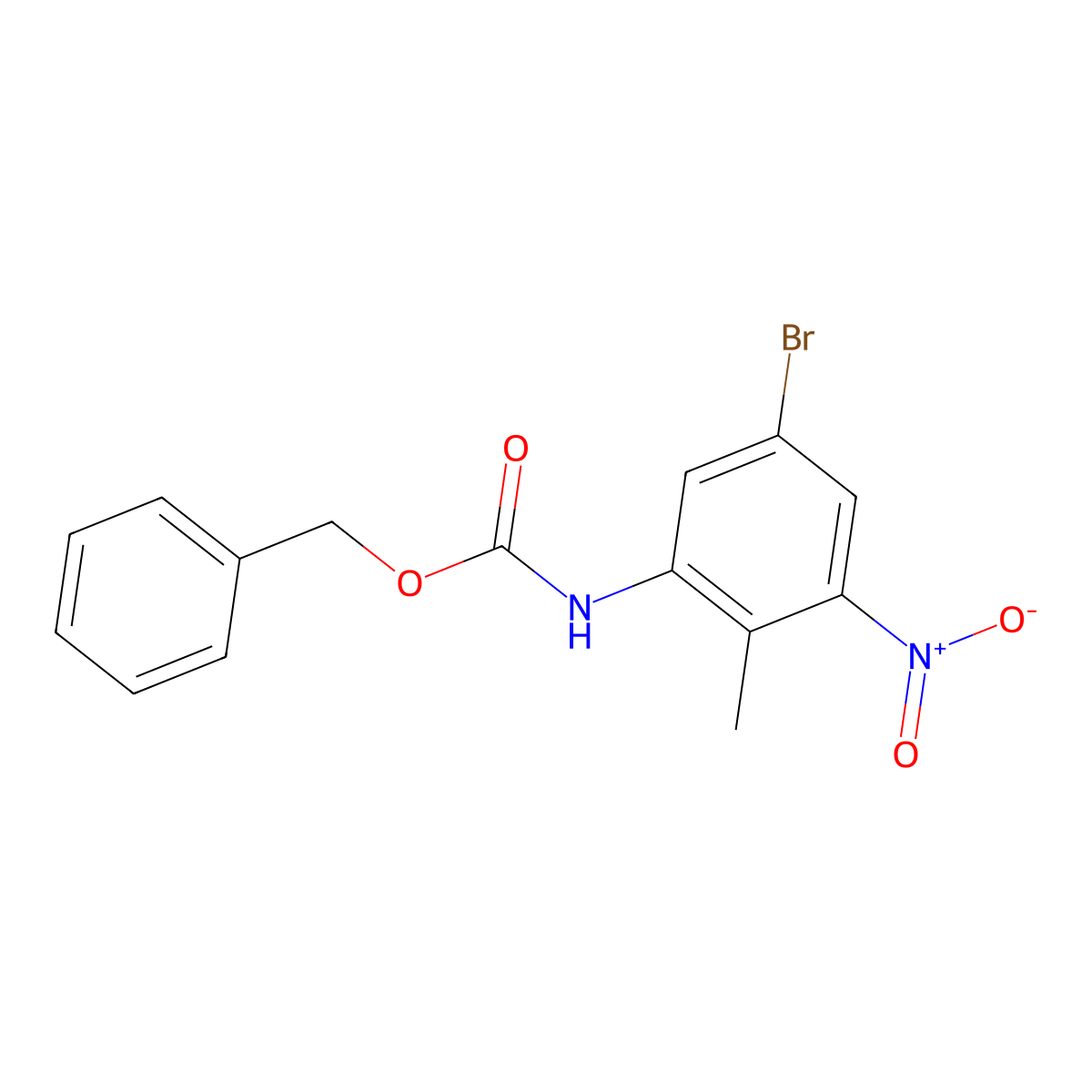benzyl N-(5-bromo-2-methyl-3-nitrophenyl)carbamate molecular structure, CAS 2680826-20-2