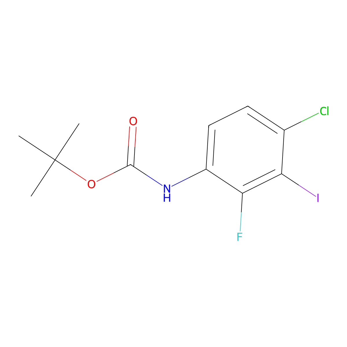 tert-butyl N-(4-chloro-2-fluoro-3-iodophenyl)carbamate molecular structure, CAS 2680826-23-5