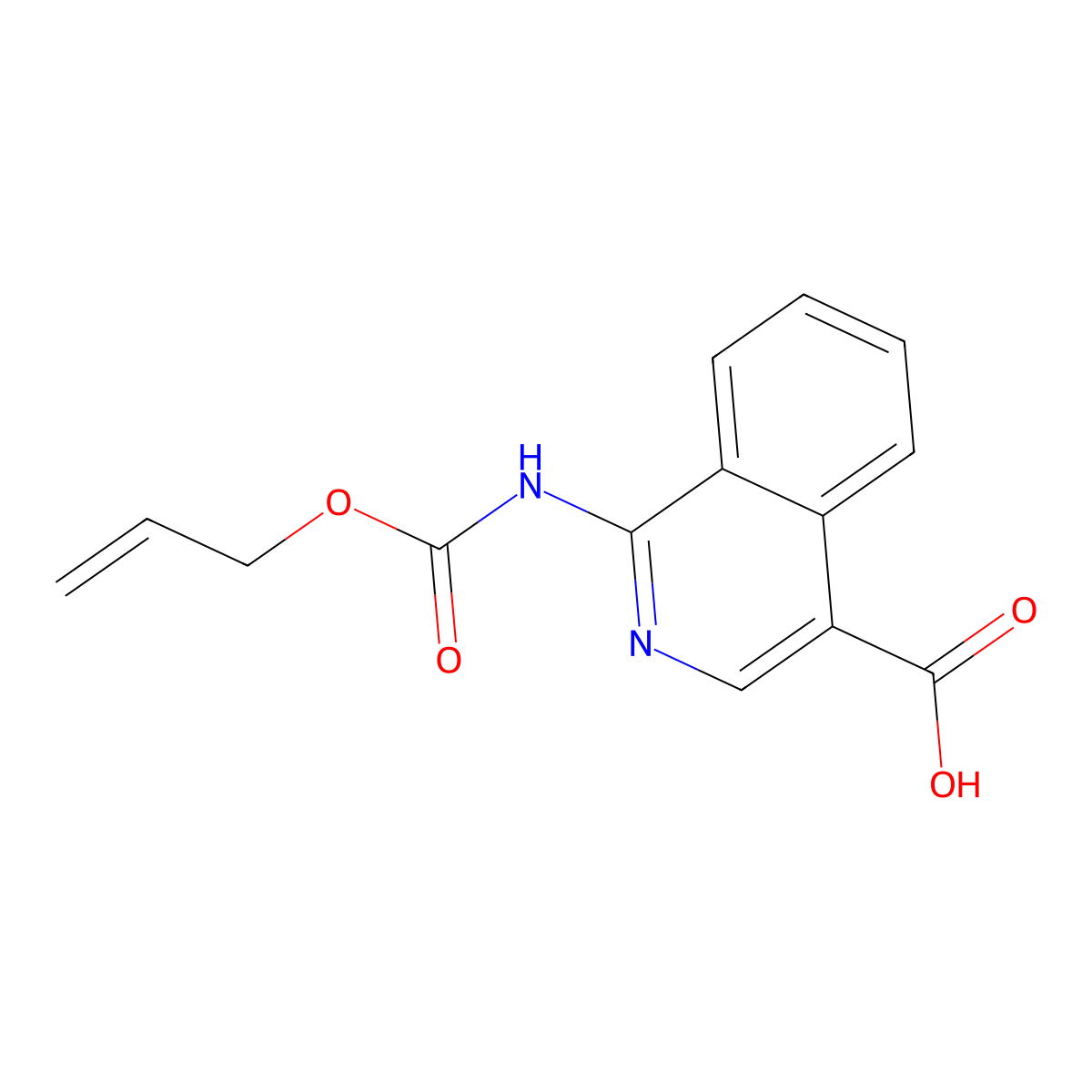 1-{[(Prop-2-en-1-yloxy)carbonyl]amino}isoquinoline-4-carboxylic acid molecular structure, CAS 2680826-27-9