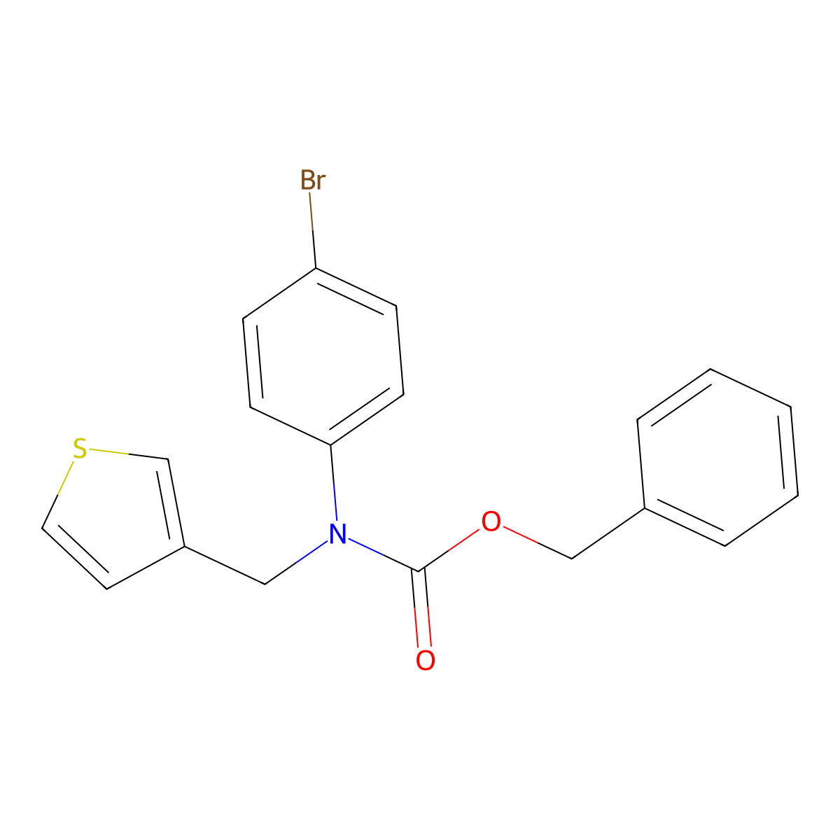 benzyl N-(4-bromophenyl)-N-[(thiophen-3-yl)methyl]carbamate molecular structure, CAS 2680826-29-1